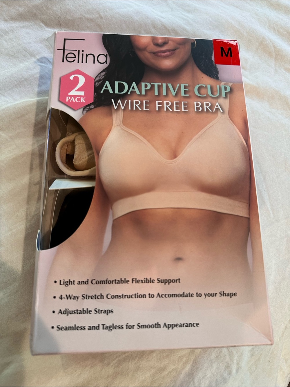 Felina Adaptive Cup Wire-Free Bra - Nude/Beige (2 Pack)